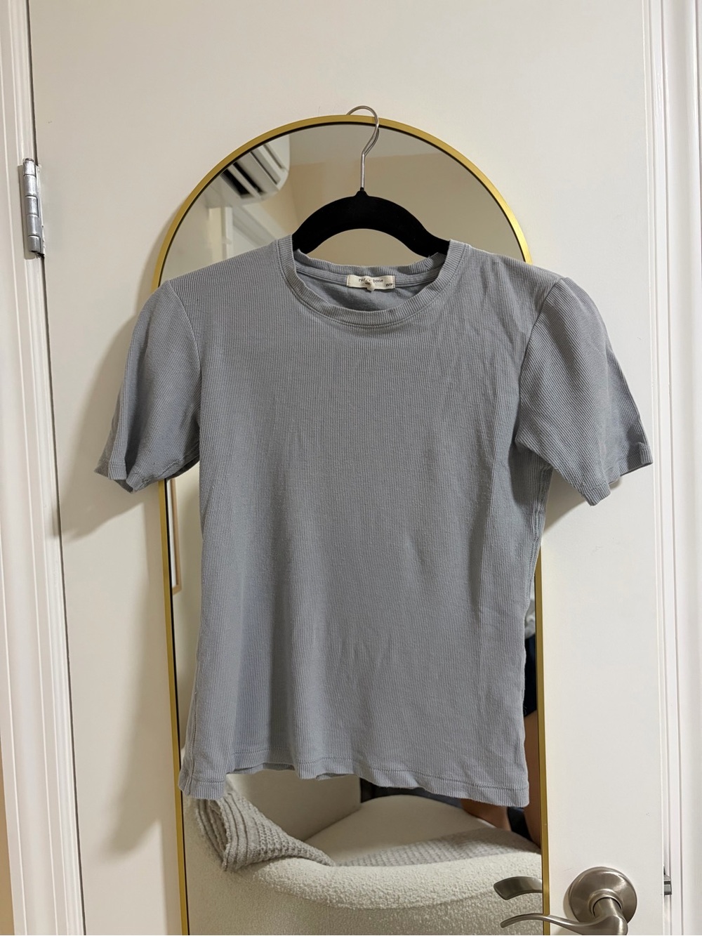 Rag and Bone Light Blue Ribbed T Shirt